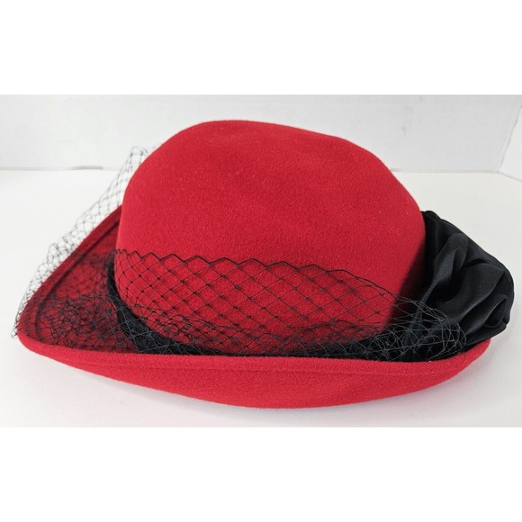 Michael Howard Miss Bierner Red Wool Hat HTF Rare - Picture 3 of 9